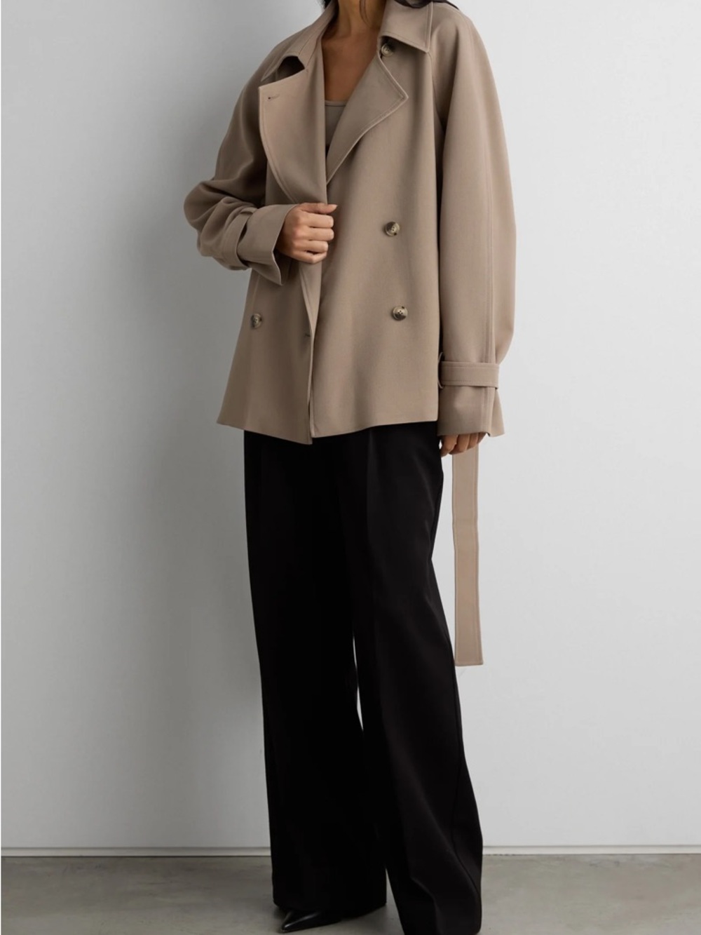 OAK + FORT Short Oversized Trench Coat